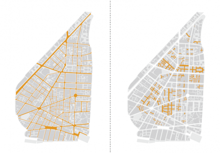<a class="fancybox" rel="gallery-images" href="https://www.passageways.clustermappinginitiative.org/sites/default/files/styles/largest/public/streets_vs_passageways_0.png?itok=pqA3B8y2" title="Street network versus Passageway network">Enlarge</a><br >Street network versus Passageway network